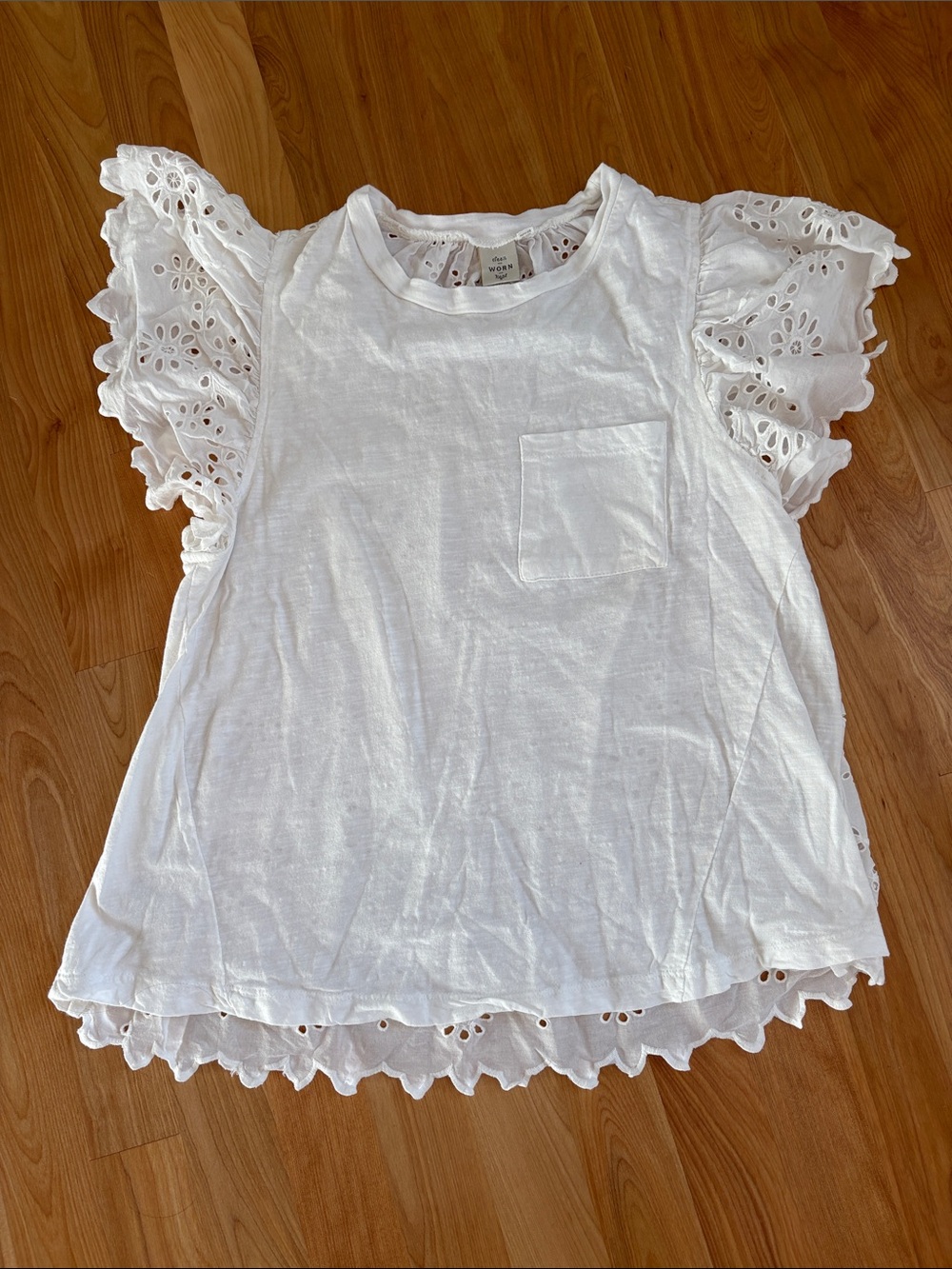 Anthro white eyelit tshirt